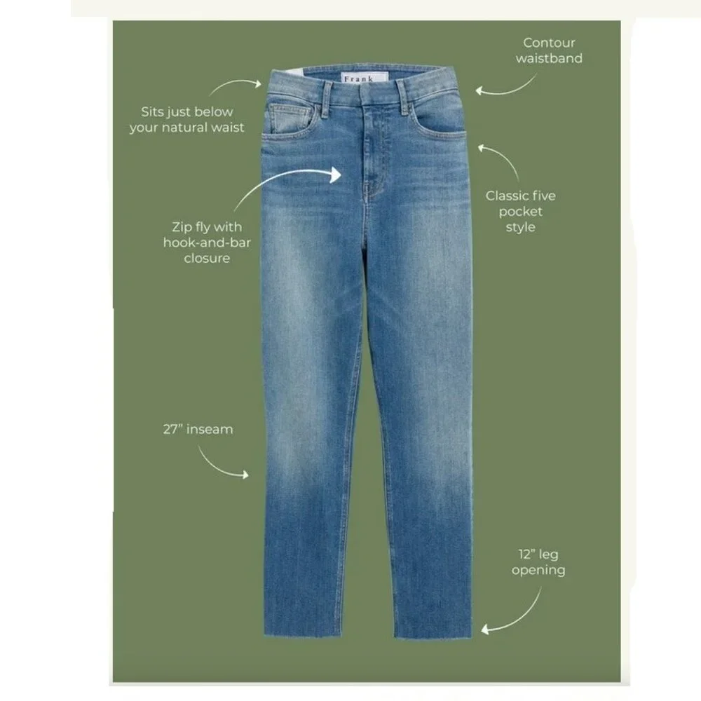 Frank & Eileen “Derry” Blue Denim Straight Leg Frayed Hem Jeans